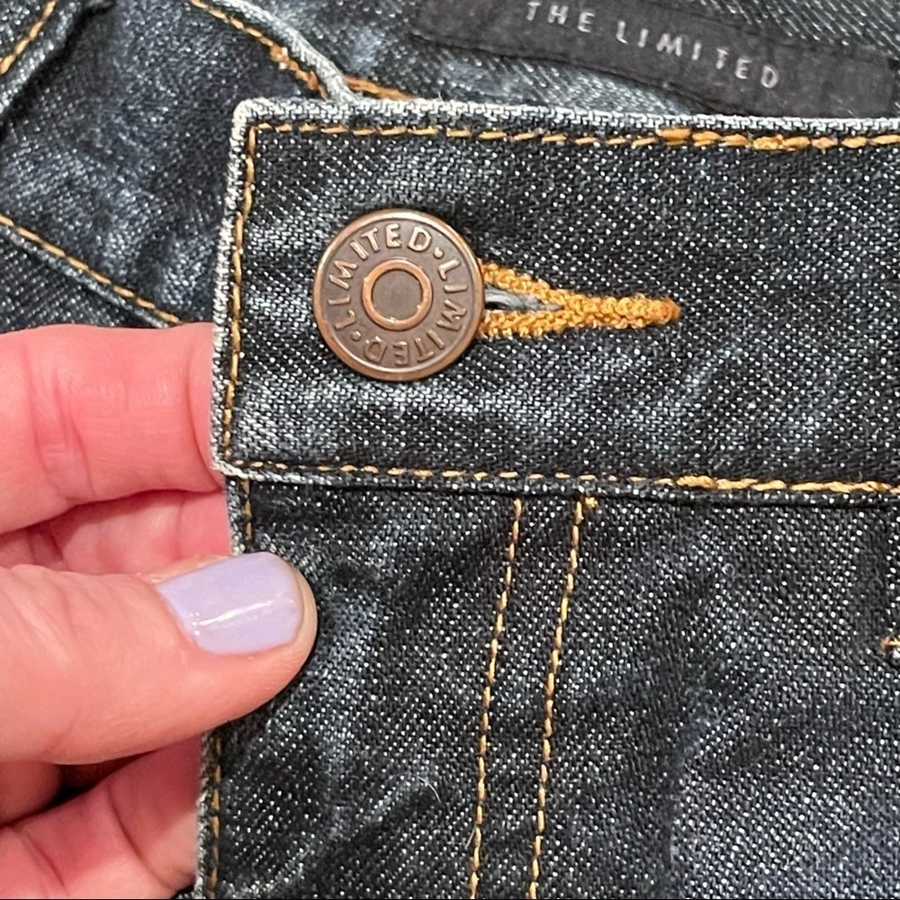 The Limited Dark Wash Denim Jeans w/ Perm Crease Straight Leg Classic Fit - Picture 11 of 14